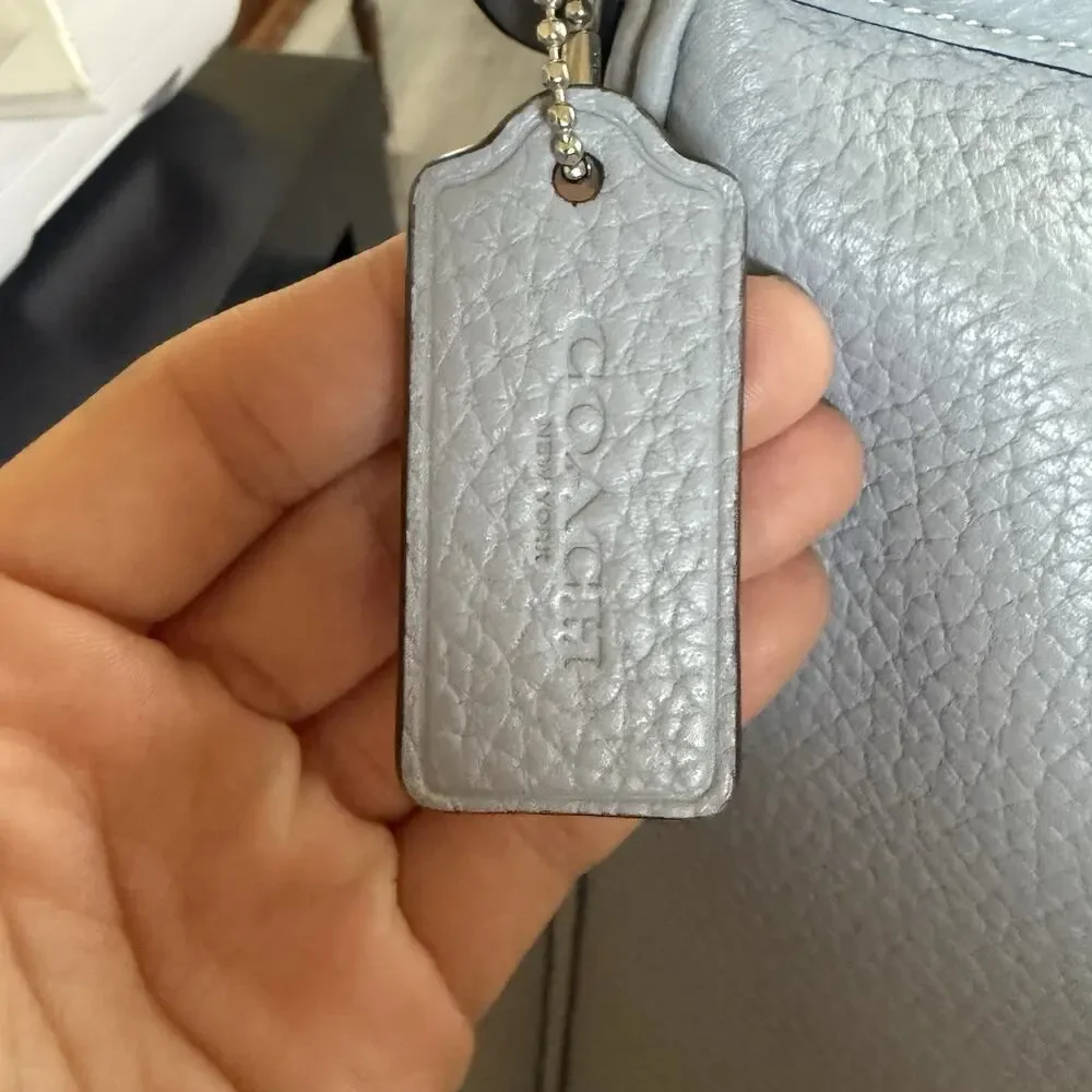 COACH Cary Shoulder Bag Blue Grey CC435 Leather